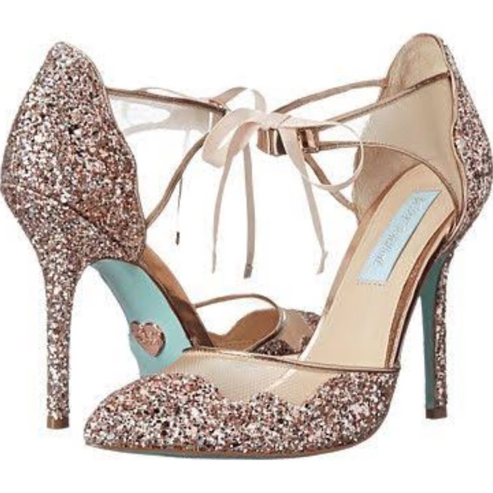 Betsey Johnson Glitter Heels with Bow